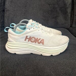 Hoka One One Gaviota 5 Shoes Womens Sz 10 Harbor Mist Rose Gold Running Athletic